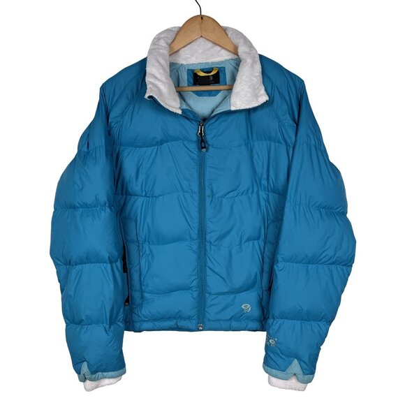 Mountain Hardwear Womens Blue Down & Feather Puffer Jacket Sz Medium - Picture 1 of 9